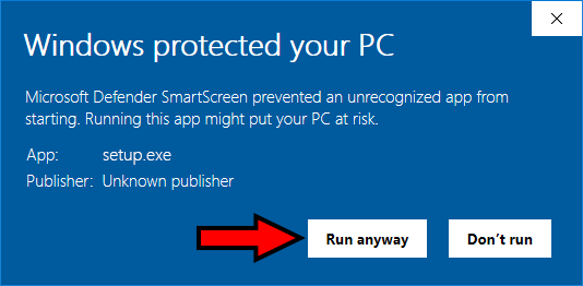 Windows signature warning